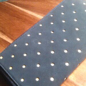 Union Code RFID Protected Navy Polka Dot Leather Wallet